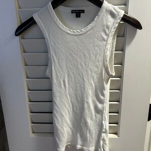 James Perse White Ribbed Tank Top